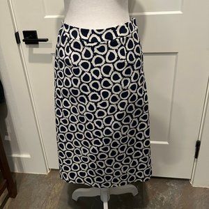 Boden Navy & White Pencil Skirt with side Pockets